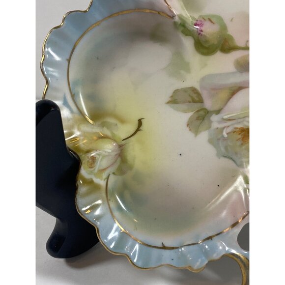 Vintage Royal Rudolstadt Prussia Hand Painted Clover Dish Vanity Trinket Porcela - Picture 3 of 9